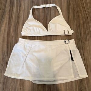 Kenneth Cole White Bikini Top & Bikini Skirt Bottom